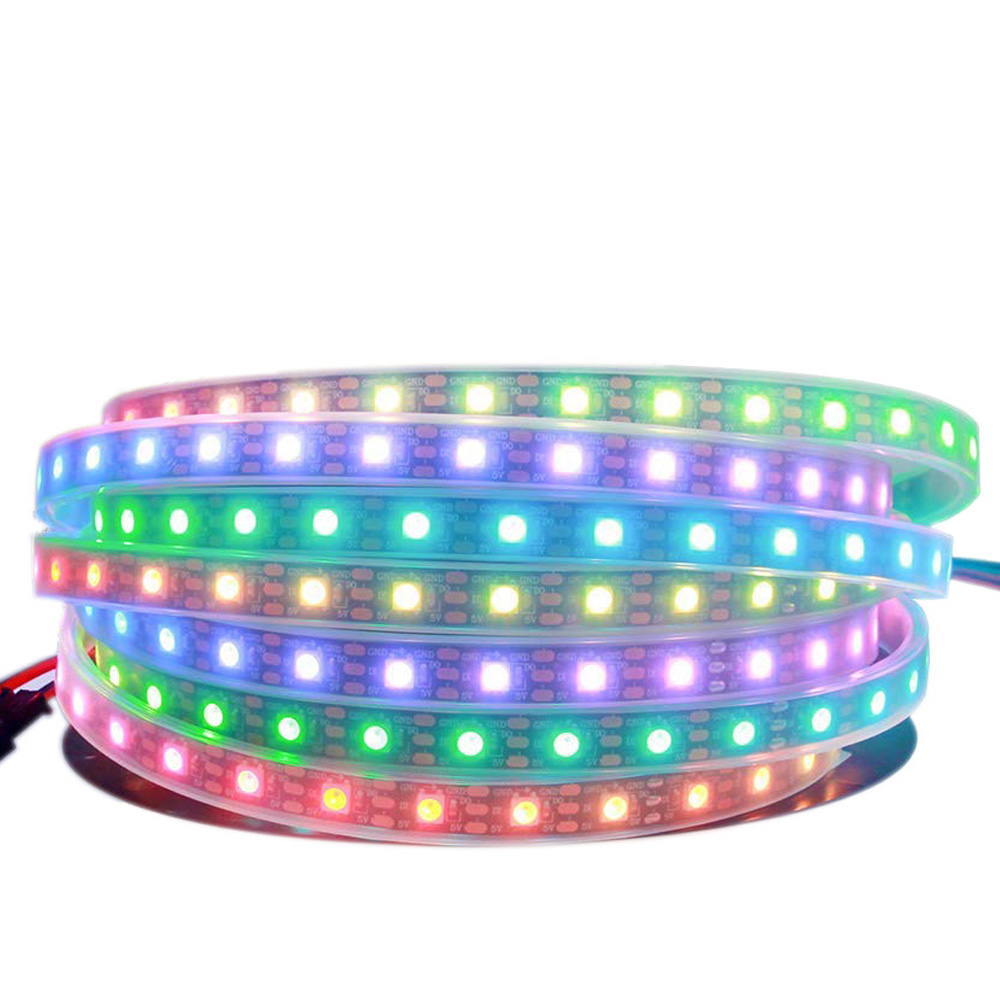 WS2812B DC5V Series Flexible LED Strip Lights, Programmable Pixel Full Color Chasing, Outdoor Waterproof Optional, 60LEDs/m 1.64-16.4ft Per Reel By Sale WS2812B DC5V Series Flexible LED Strip Lights, Programmable Pixel Full Color Chasing, Outdoor Waterproof Optional, 60LEDs/m 1.64-16.4ft Per Reel By Sale